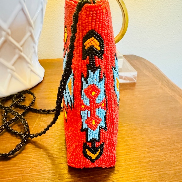 VTG Beaded Native American Southwestern Tribal Style Purse Crossbody Handbag Red - Picture 3 of 6